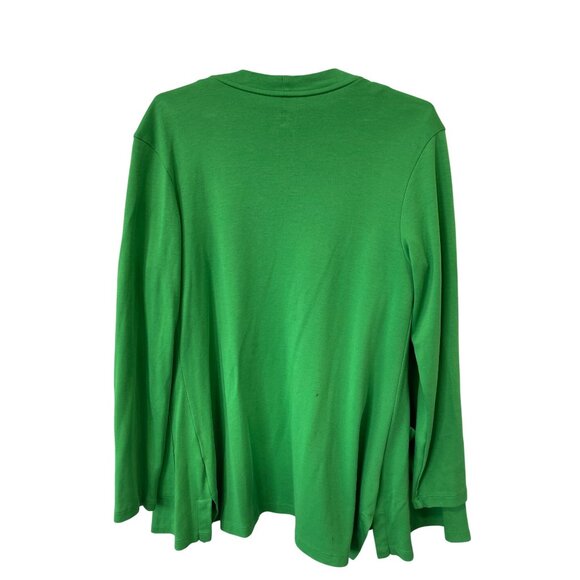 Isaac Mizrahi Live Cardigan and Long Sleeve Top Set Size Small Pima Cotton Green - Picture 2 of 9